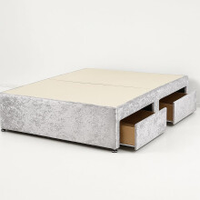 Divan Beds Deals - SpaceMax Silver Crushed Velvet Bed Base | Headboard-Free Design, Mattress Not Included | Luxurious Divan Base With 2 Storage