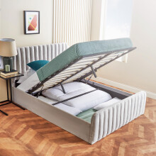 Home Treats Ottoman Bed Frame Double | Storage Bed 4ft6 | Luxury Padded Velvet Upholstery Bed With Storage (No Mattress, Double)...