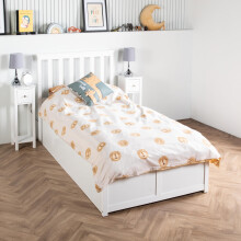Home Treats Single Ottoman Bed Frame White Wooden Storage Bed Slatted Headboard 90 x 190cm 3ft (No Mattress)
