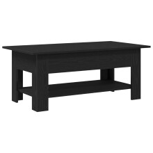 vidaXL black oak coffee table - solid wood, rectangular table, living room furniture - 102 x 55 x 48 cm