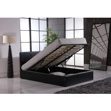 Modernique Black Faux Leather Ottoman Storage Bed in Small Double, Gas Lift Up Storage Bed
