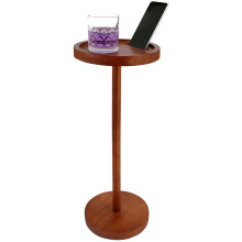 NIHUIFDPY Side Table Small Round Coffee Table Wooden End Table with Phone Holder 23.8x55cm Bedside Sofa Side Tables for Small Spaces Living Room