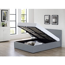 MODERNIQUE? Grey Faux Leather Storage Ottoman Gas Lift Up Bed Frame in Single, Small Double, Double, King & Super King size (4ft6 Double)
