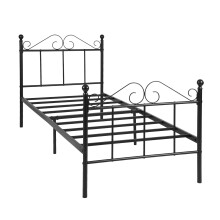 FurnitureR 3ft Single Bed, Metal Platform Bed Frame Solid Bedstead Base High Headboard and Footboard,28cm Height Underbed Storage Space, Fits for