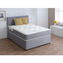 Comfy Deluxe LTD SUEDE DIVAN BED SET WITH | MATTRESS | HEADBOARD | STORAGE DRAWERS (5FT 2 Drawer Foot End, SILVER SUEDE)