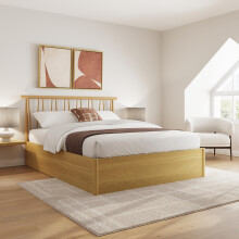 GFW Fusum Spindle Ottoman Lift Up Storage Bed Gas Lift 5ft King Size Bedroom Oak