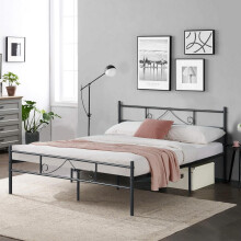 FurnitureR 4ft6 Double Metal Bed Frame Nordic Modern Style,Metal Poweder Coated Bed With Sturdy Slat for Teenagers/Adults/Twins,for Bedroom, Student