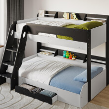 Flair Furnishings Triple Bunk Beds for Kids, Space-Saving Bunk Bed with Storage, Heavy Duty and Sturdy, Cosy, Stylish (Grey)