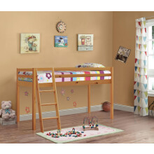 Comfy Living Mid Sleeper Bed In Natural Caramel White Or Grey (No Mattress, Caramel)