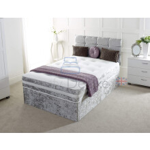 Complete Silver Crushed Divan Bed Set with Mattress and Headboard (6.0FT Super King)