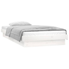 vidaXL LED Bed Frame Platform White 75x190 cm Small Single Solid Wood