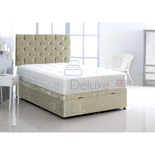 Crushed Velvet Ottoman Foot Lift Bed Base and Memory Orthopaedic Mattress by Comfy Deluxe LTD (Cream, 4FT Small Double)