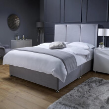 Savako Premium - Divan Bed with Memory Foam Sprung Mattress and Panel Headboard with Chrome Feet - (Available in 3ft Single, 4ft Small Double, 4ft6,