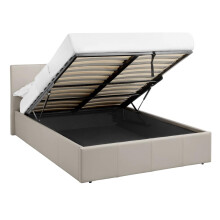 Direct Furniture Suppliers LUNA - UK 4FT6 Double Gas Lift Up Ottoman Storage Faux Leather Space Saving Bedframe (H:88.5cm x W: 153cm x L: 203cm)