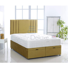 Ottoman Bed Side Lift Plush Velvet Base and Savannah HEADBOARD by Comfy Deluxe LTD (Turmeric - (Yellow), 3FT Small)