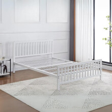 Reinforced Beds, 3FT HOLKHAM BED, Robust Mesh Base and Solid Metal Bed Frame, Exclusive Product, Easy Assembly (White, Single)