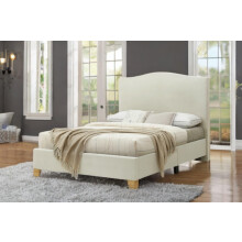 Sareer Furniture Hamilton Bed, Upholstered Bed Frame with Headboard, Bed in a Box, Wood Slat Support, Cream, 4ft6 Double (Double)