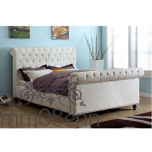 mm08enn Luxury Crushed Velvet Upholstered Sleigh Style Studs Bed frame Choice of Diamante or Fabric Buttons (5ft King Size Crystal Diamante,