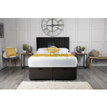 Ottoman Divan Bed Side Lift Open In Plush Velvet With 1000 Pocket Royal Mattress And Vertical Panel Apollo Headboard | Gas Lift Ottoman Divan Bed Set