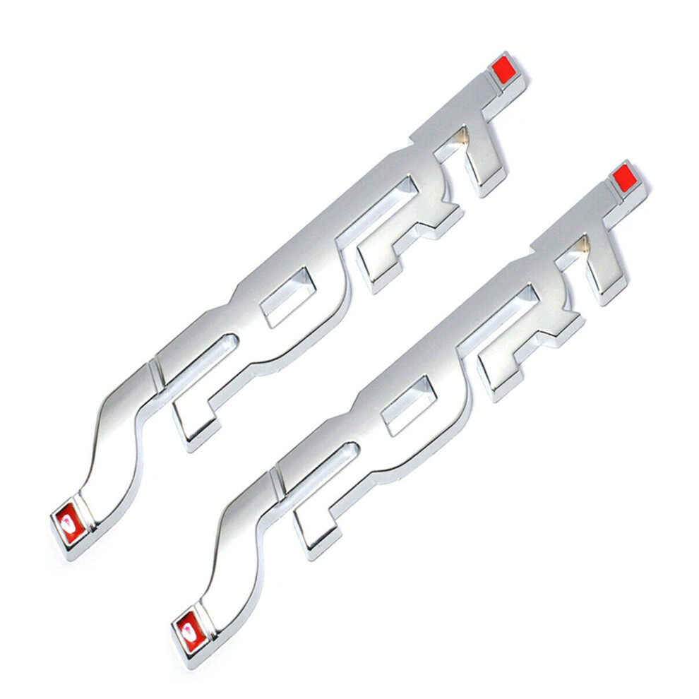 2X Sport Logo Emblem Car Trunk Badge 3D Sticker Metal Decal Accessory Silver 4854032400095