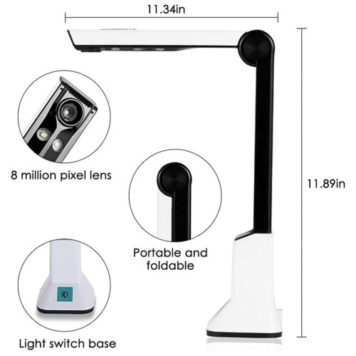 2X Portable High-Definition Scanner, Document Camera with Real-Time Projection Video Recording Function, A4 Scanner 1