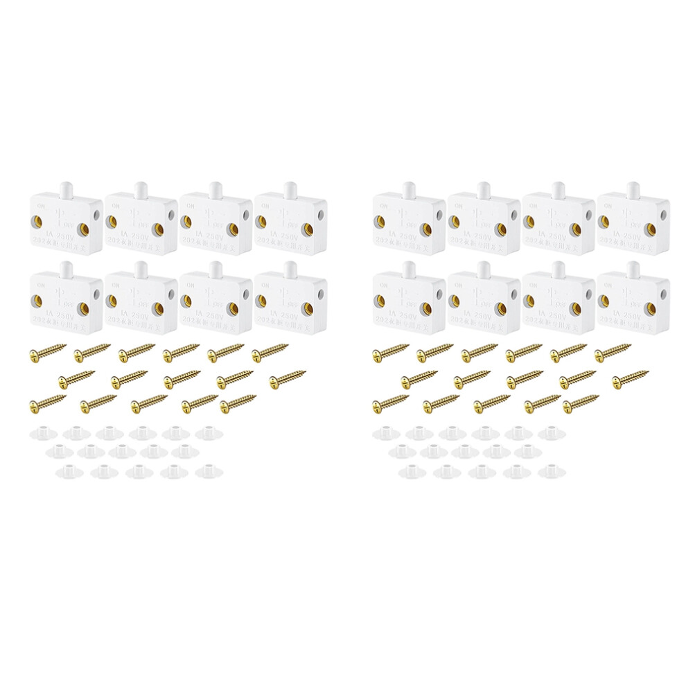 Photos - Other Electrical Equipment Jojomino 16 Pieces Cabinet Lamp Switch Automatic Door Switch Contact Switch for Wardrobe Applicable to 12V 24V 110V (White)