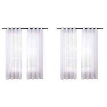 210cm Sheer Curtains White Grommet 4 Panels Window Sheer Semi Drapes Polyester Look Voile Curtains for Bed Room