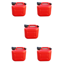 5X 5L Car Fuel Tank Can Spare Plastic Petrol Gas Container Anti-Static Fuel Carrier with Pipe for Car Travel