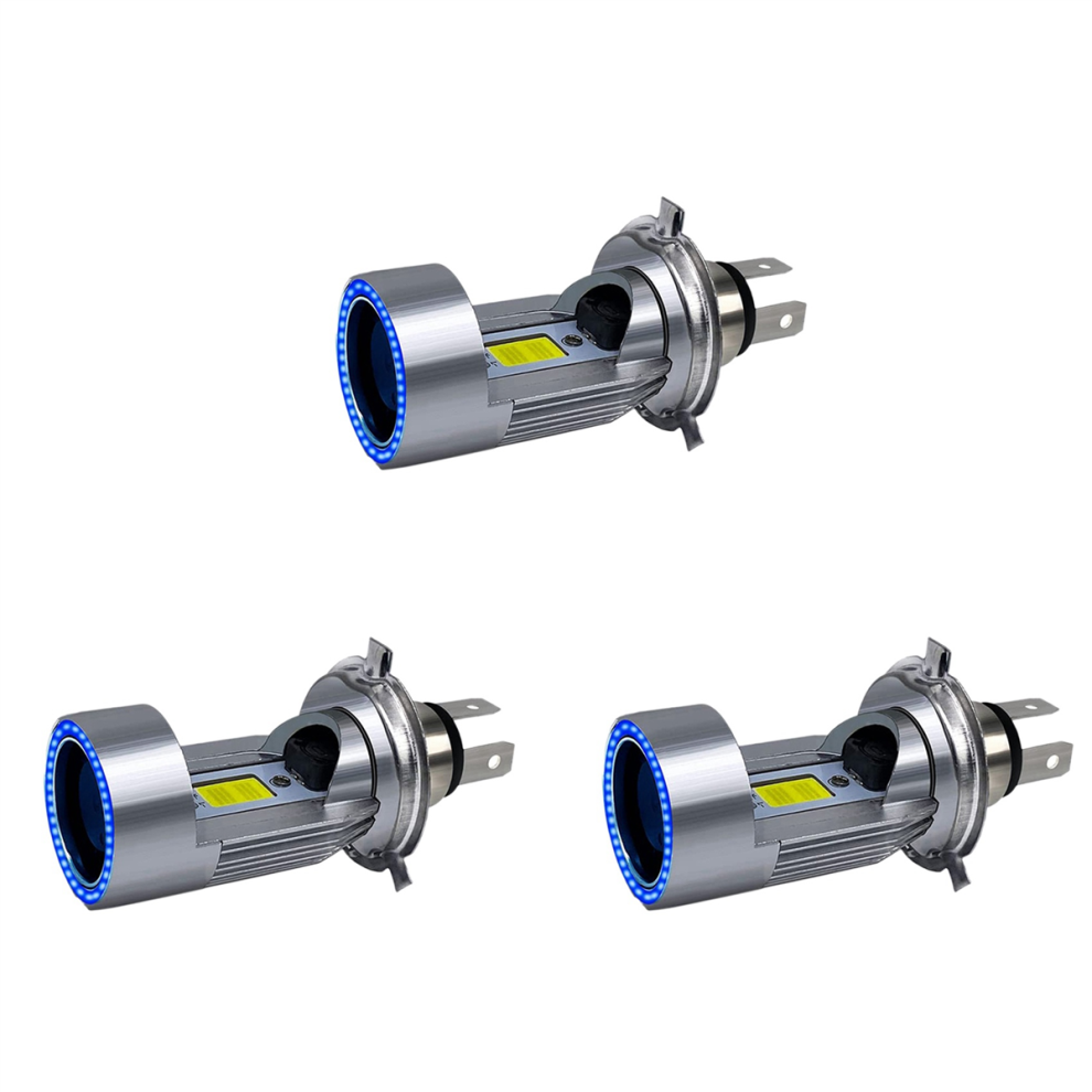 3X H4 Led Headlight Bulb Motorcycle Hi/Lo Beam With Angel Eye Daytime Running Light 25W 3000Lm Super Bright 6000K 4854032422592