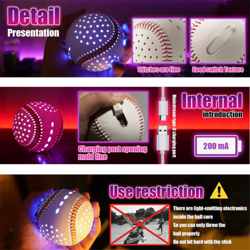 9 Inch Glow in the Dark Baseball,Night Throwing Practice Baseball 1