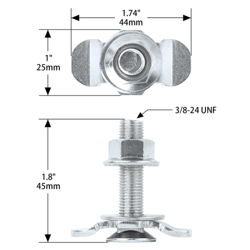 L Track Threaded Stud Fittings Double with Rails, Silver 1