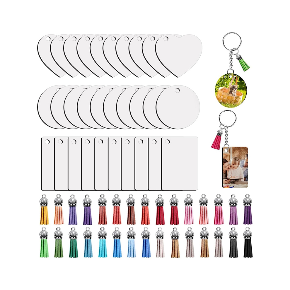 Sublimation Key Ring Blanks Set With Heat Transfer Mdf Blank 3 Shapes 4853330370277