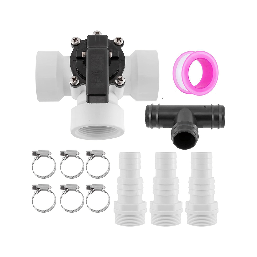 Pool 3-Way Diverter Valve Kit 1.25In/1.5In Female Hose Combo Adapter 4853330370031