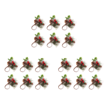 Serviettenringe, 18er-Set, Kiefernnadeln, Beeren, Weihnachten, Erntedankfest, rustikale Bauernhaushalter