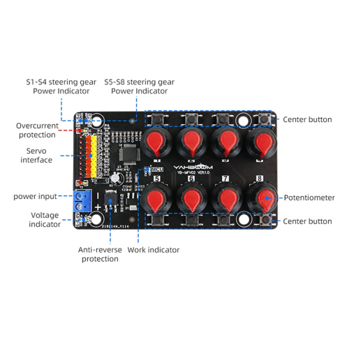 Eight-Way Servo Controller Robot Arm Test Board Driver Knob 8-Way 1