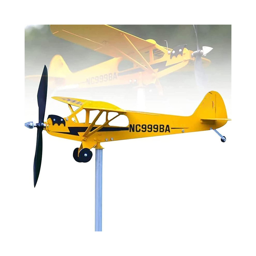 Jojomino J3 Airplane Weathervane,Metal Windmill B