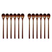 Wood Spoons for Cooking Set, 13 Inch Long Handle Wooden Mixing Stirring Baking Serving, 12 Pcs