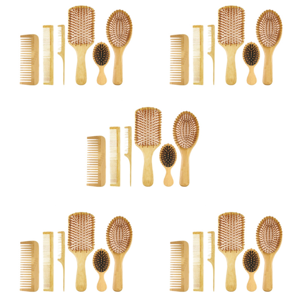 Jojomino Unisex 30Pc Wood Comb Healthy Paddle Cushion Hair Loss Massage Brush Hairbrush Scalp Care Bamboo