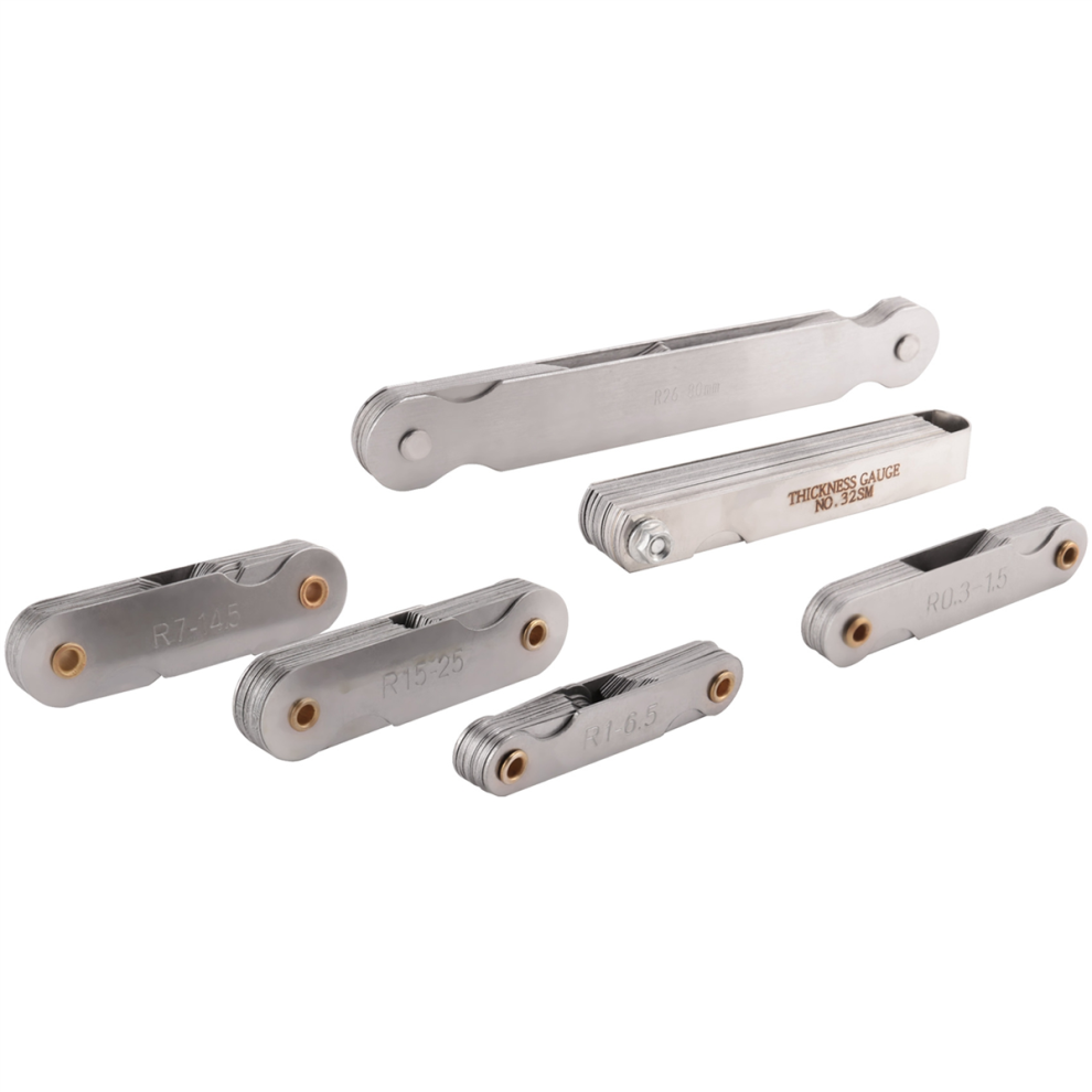 6 Pcs Stainless Steel Radius Gauge With Feeler Set Arc Fillet And 0.04-0.88Mm Space Measure Tool 4853080293031