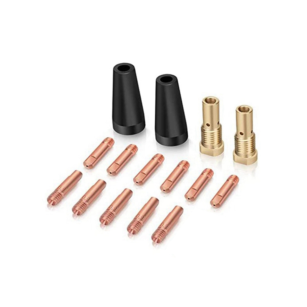15Pcs Mig Welding Kit Flux Core Gasless Nozzle 0.9Mm Brass Tips Replacement Welder Accessories 4853080203337