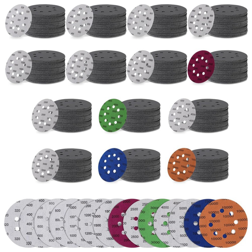 Photos - Power Tool Accessory Jojomino 200Pcs Sandpaper 5Inch 8 Hole Hook&Wet Dry Sanding Disc for Polishing 