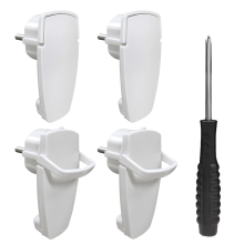 4 Stück Schuko-Winkelstecker, Flachstecker 250V, Strom mit Klappgriff, Schutzkontakt-Schraubendreher, EU