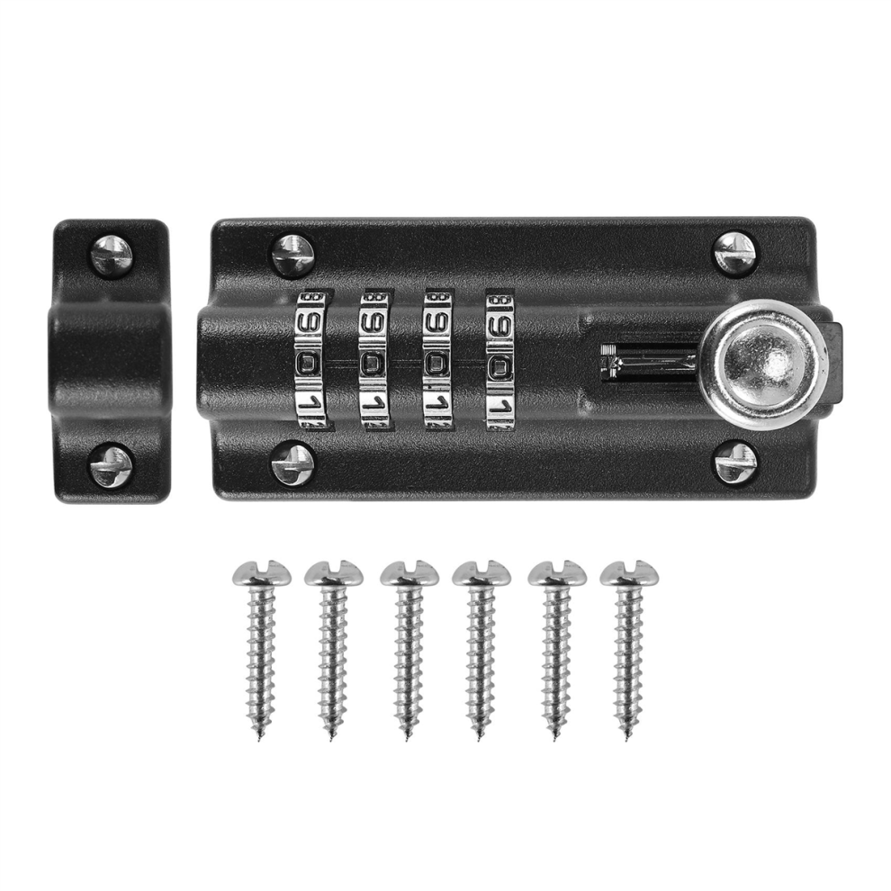 Password Lock Black Bolt Metal Door Latch Anti-Theft Safety Combination Digit Padlock Outdoor Gate Hardware 4853080210373
