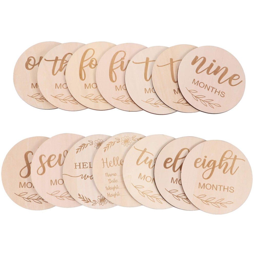 14Pcs Wooden Baby Monthly Cards, Baby Discs For Photo Props Baby Shower Gifts Jojomino