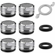 M24 Faucet Aerator; 6 Pieces Water Saving Faucet Aerator with Stainless Steel And Abs Filter; Include 8 Gaskets And 1 Chrome Aerator Wrench for Bathro