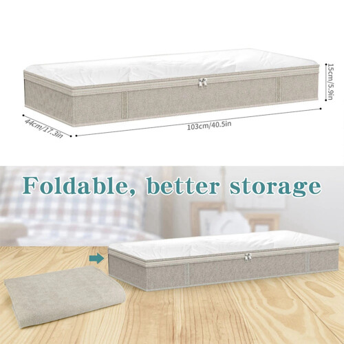 6X Foldable Under Bed Bags Large Storage Boxes Thick Breathable Underbed Clothes Organizer 2