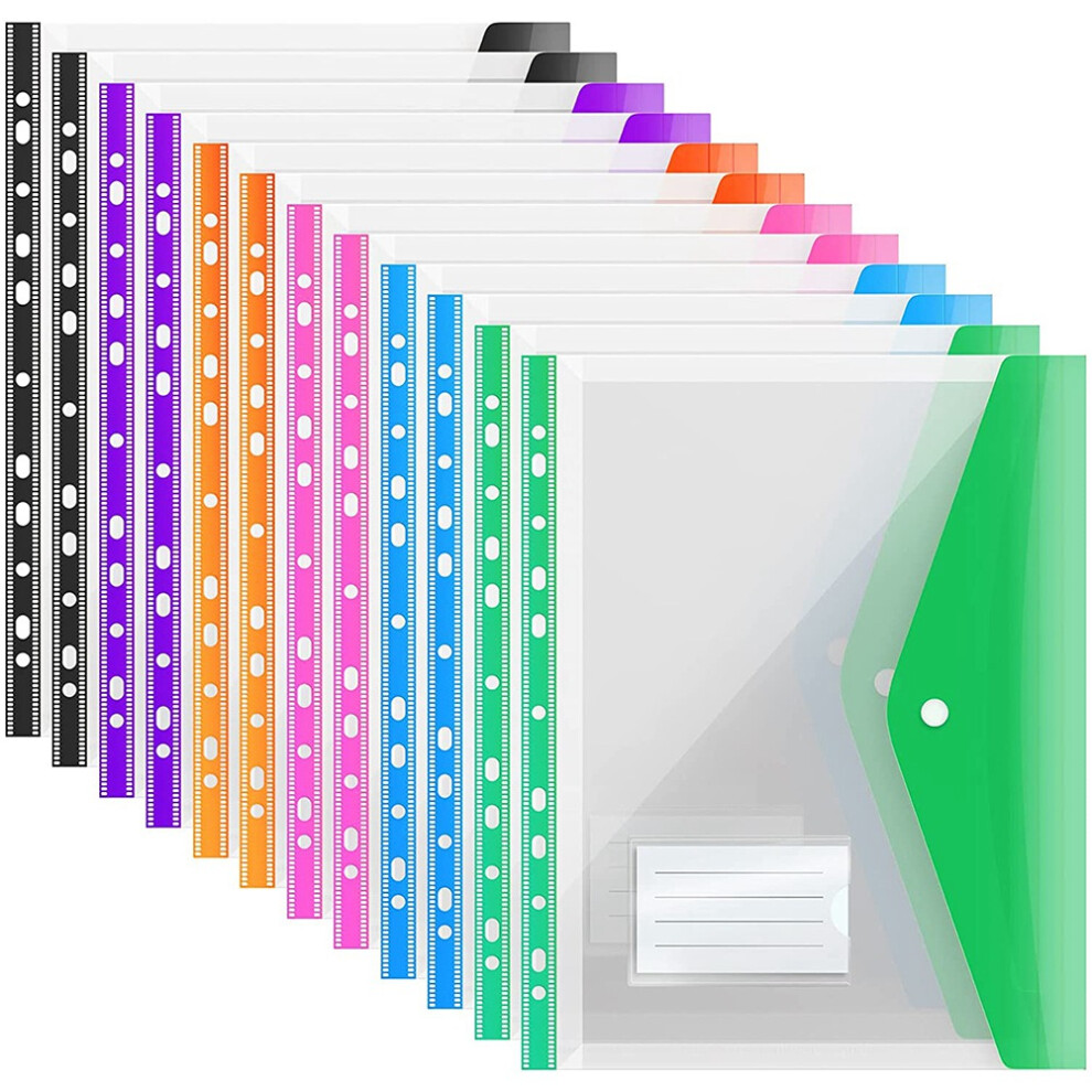 12Pack A4 Plastic File Folder, For Folders,With Closure& Pocket 4853330307334