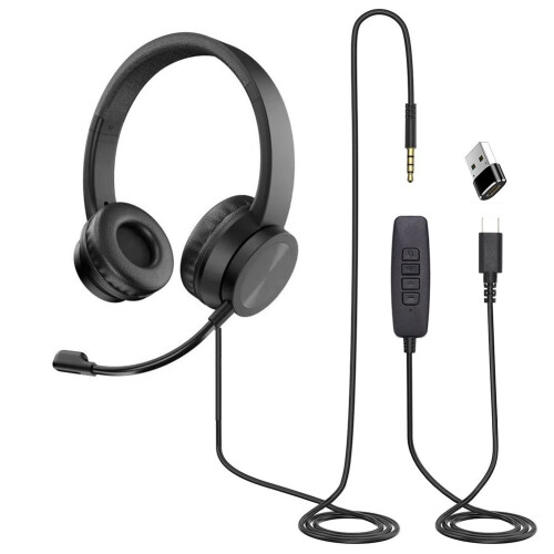 USB Headsets with Microphone for Call Center Office, Skype Chat
