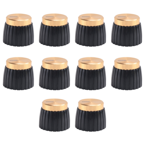 30x Guitar AMP Amplifier Knobs Push-on Black+Gold Cap for 1