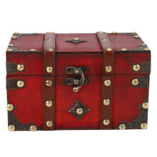 Retro Treasure Chest Vintage Wooden Storage Box Antique Style Small